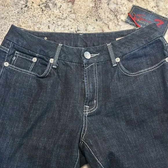 7 For All Mankind Dark Blue Boot Cut Jeans - Picture 6 of 8